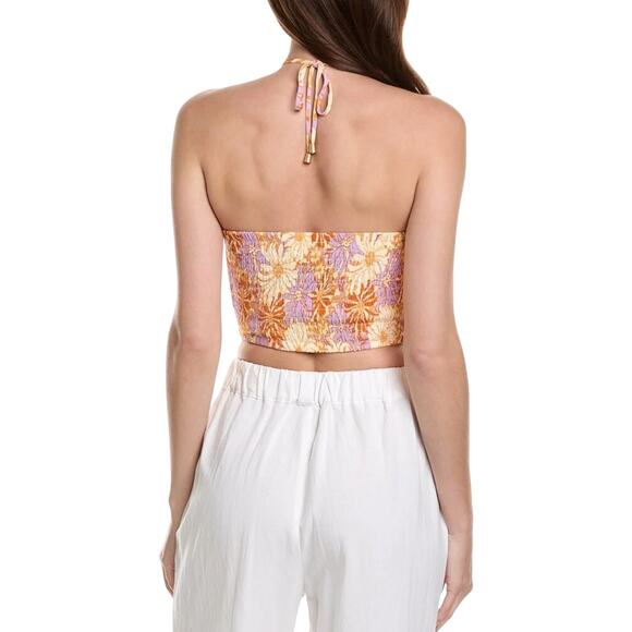 NWT! L*Space Blue Skies Wavy Daisy Halter Smocked Tube Top - Size Medium - Picture 6 of 9